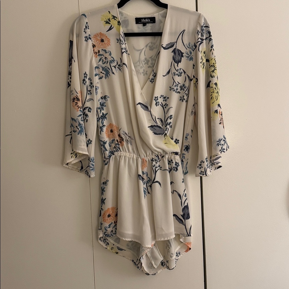 Lulus Sing the Blooms Cream Floral Print Romper - Picture 3 of 6